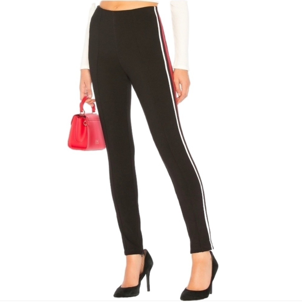 SANCTUARY by Revolve Track Sport Stripe White and Red Pant in Black Size M